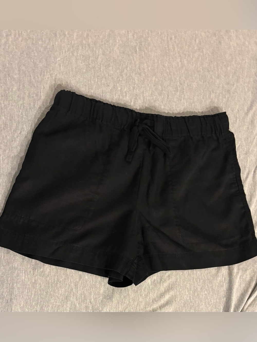 Hilary Radley Black Elastic Waist Drawstring Athletic Shorts